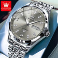 OLEVS 9801 Mens Watch Original Waterproof Luminous Watches For Men Automatic Mechanical Watch Dual Calendar Display Mens Gifts - EverythingWhatYouWant