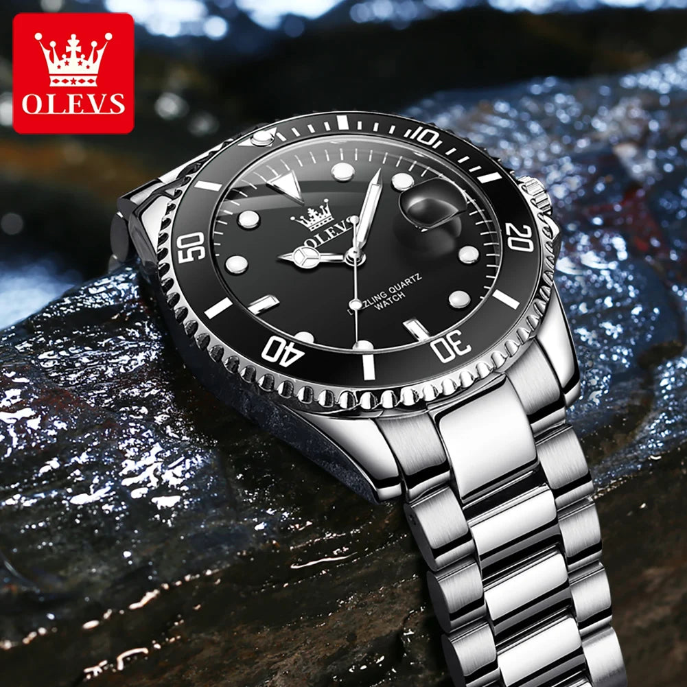 OLEVS 5885 Man Watch Original Brand Waterproof Quartz Watch Stainless Steel Strap Automatic Date Mens Gifts Watches For Man - EverythingWhatYouWant