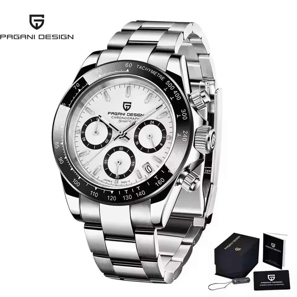 40mm New V2 PAGANI DESIGN Classic fashion Men Quartz Watches Sapphire Retro Chronograph Stainless Steel Waterproof Watch for Men - EverythingWhatYouWant