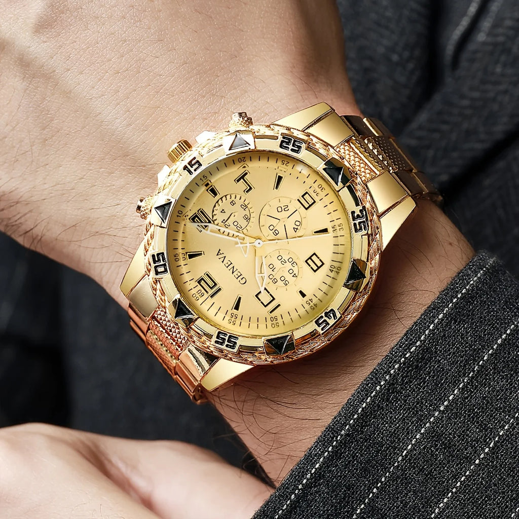 [4pcs/set Business Quartz Watch] Large Dial Trendy Fashion Casual Quartz Wristwatch | Does Not Include Watch Box - EverythingWhatYouWant