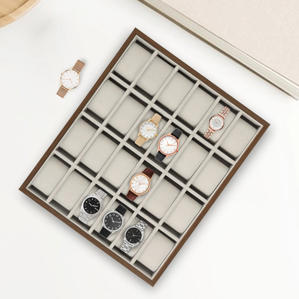 24 Slot Watch Box Watch Organizer Display Case Watch Collector Box with Removable Pillows for Watch Bracelet Cufflink - EverythingWhatYouWant