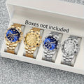 [4pcs/set Business Quartz Watch] Large Dial Trendy Fashion Casual Quartz Wristwatch | Does Not Include Watch Box - EverythingWhatYouWant