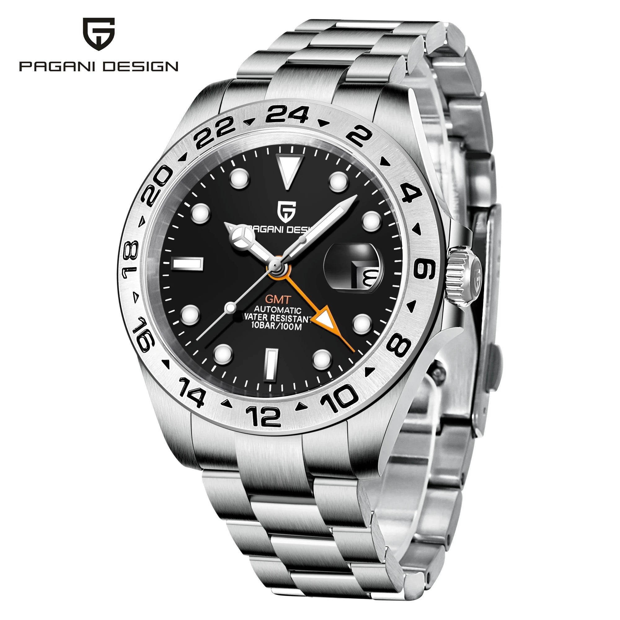 Pagani Design PD1682 Men’s GMT Watch 42mm Automatic Mechanical DG5833 Sapphire Crystal Stainless Steel Waterproof Black Vintage - EverythingWhatYouWant