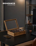 SONGMICS 10-Slot Watch Box, Watch Display Case with Large Glass Lid, Removable Watch Pillows, Velvet Lining - EverythingWhatYouWant