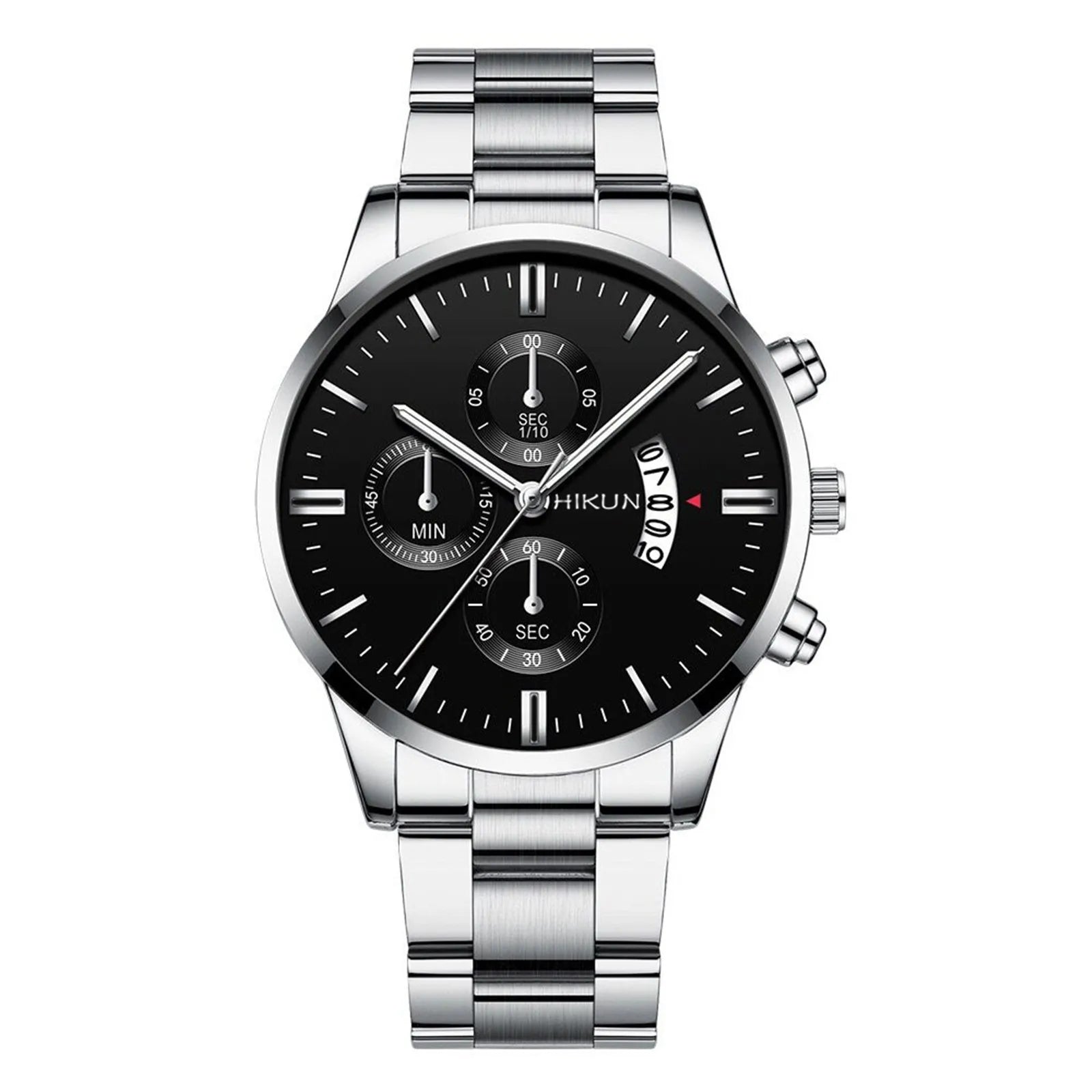 Fashion Mens Watches Luxury Black Stainless Steel Quartz Wrist Watch Man Business Watch For Men Calendar Clock Reloj Hombre - EverythingWhatYouWant