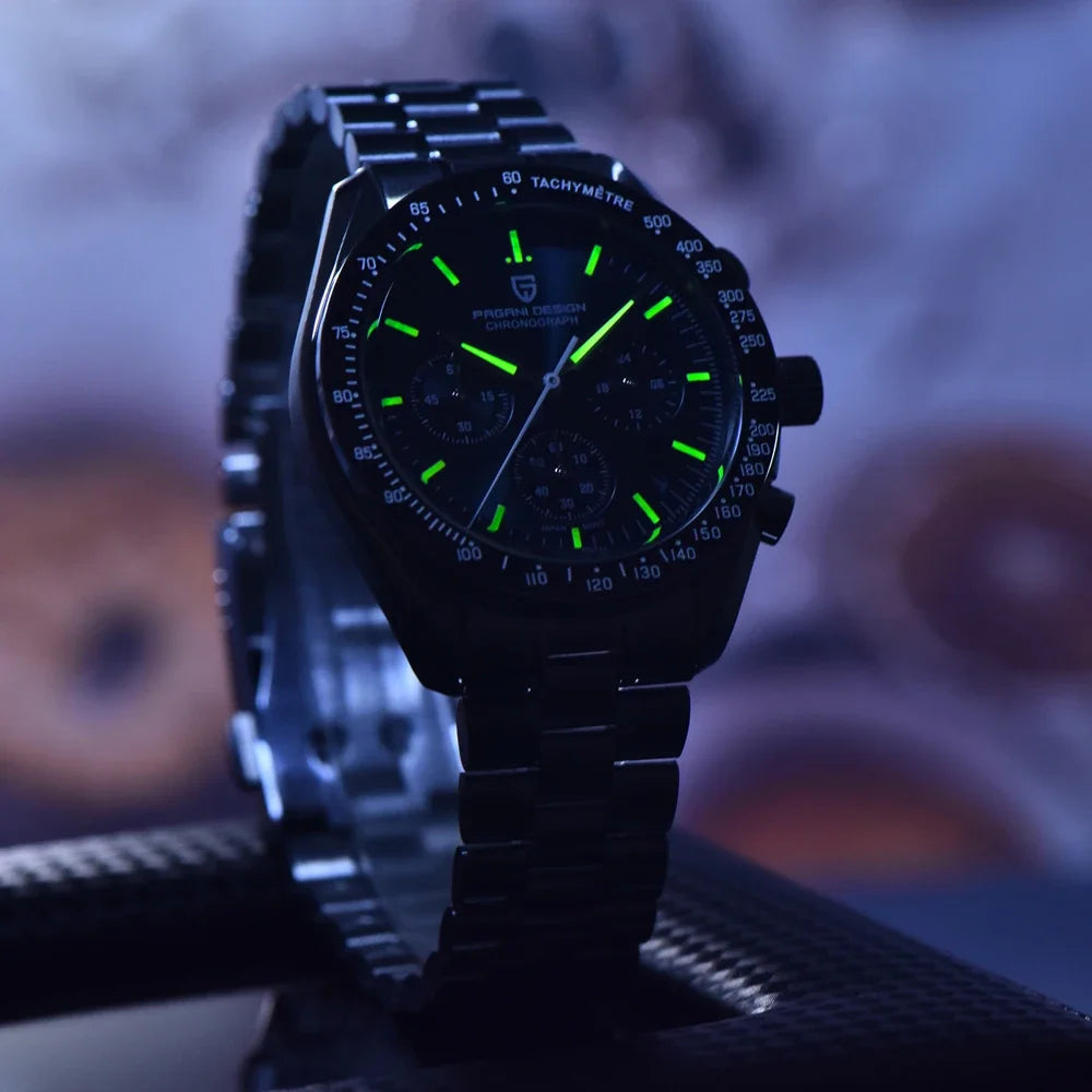 2026 New PAGANI DESIGN V6 Moon Men's Watcher Chronograph Quartz Watch Men Luxury AR Sapphire Ceramic Bezel Waterproof Luminous - EverythingWhatYouWant