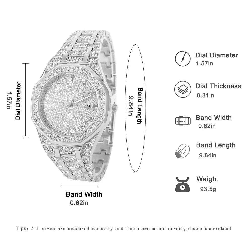 Iced Out Watch for Men Gold Watch for Men Hip Hop Fashion Cool Bling Bling Gold Diamond Luxury Mens Watch Dropshipping Relogio - EverythingWhatYouWant