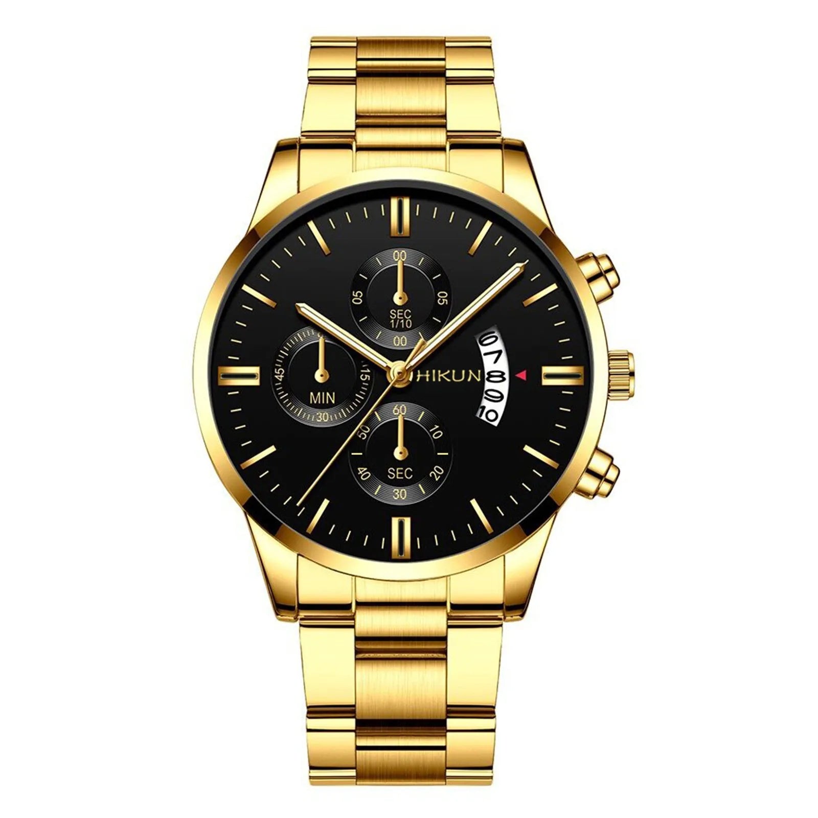 Fashion Mens Watches Luxury Black Stainless Steel Quartz Wrist Watch Man Business Watch For Men Calendar Clock Reloj Hombre - EverythingWhatYouWant
