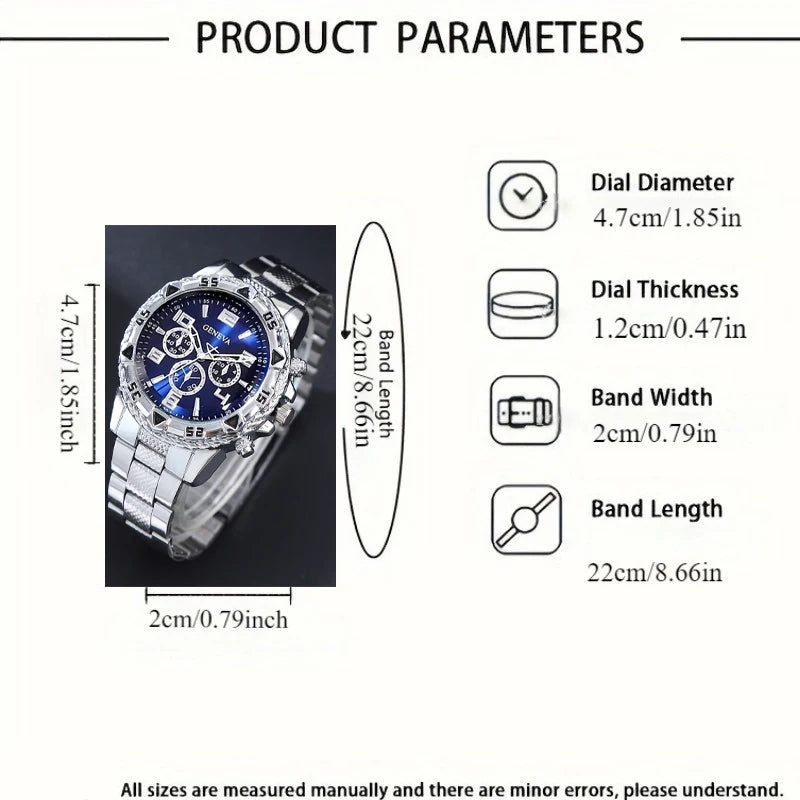 [4pcs/set Business Quartz Watch] Large Dial Trendy Fashion Casual Quartz Wristwatch | Does Not Include Watch Box - EverythingWhatYouWant