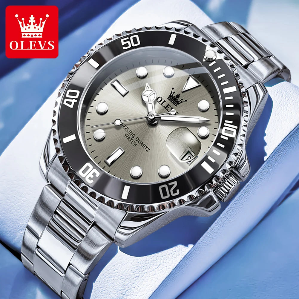 OLEVS 5885 Man Watch Original Brand Waterproof Quartz Watch Stainless Steel Strap Automatic Date Mens Gifts Watches For Man - EverythingWhatYouWant