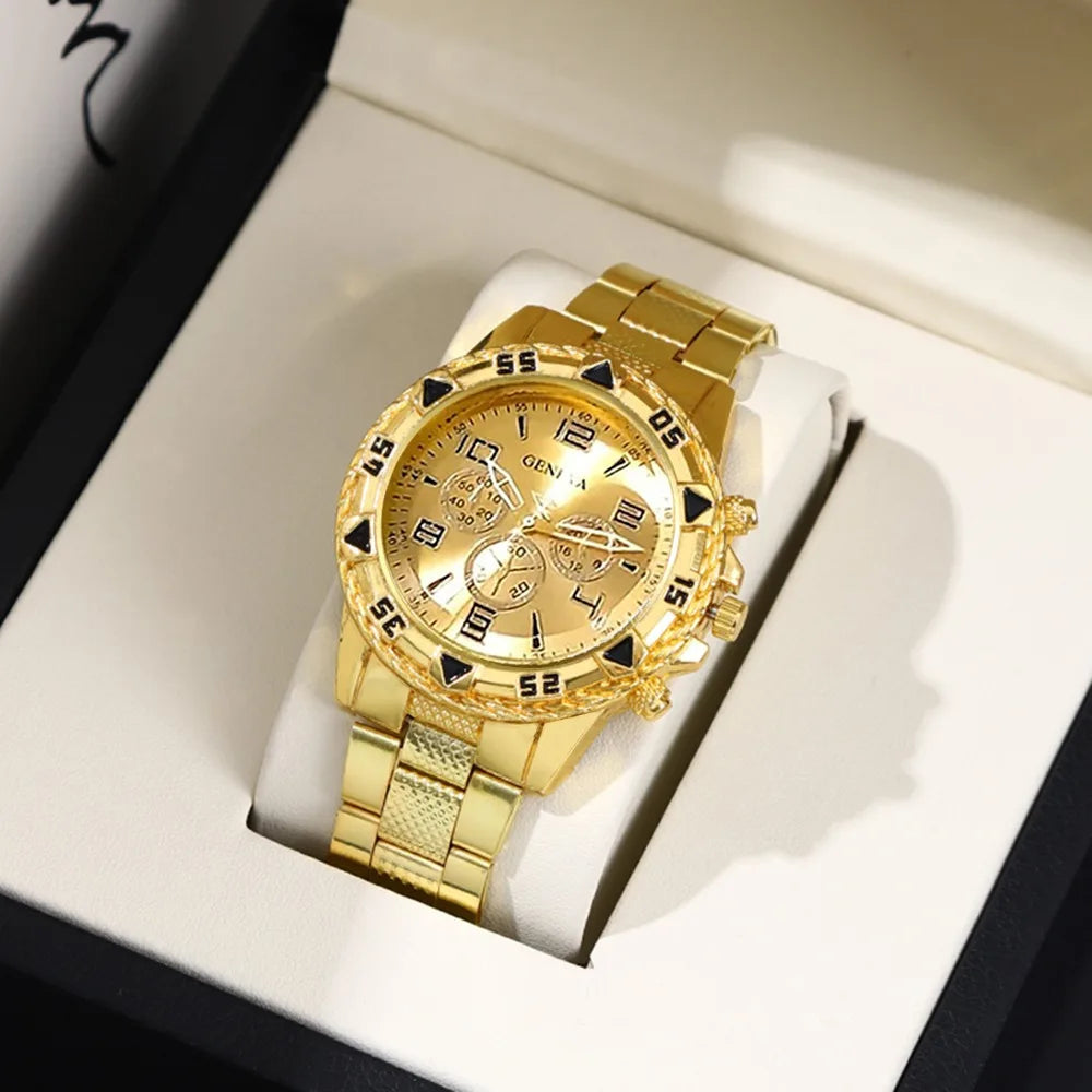 [4pcs/set Business Quartz Watch] Large Dial Trendy Fashion Casual Quartz Wristwatch | Does Not Include Watch Box - EverythingWhatYouWant