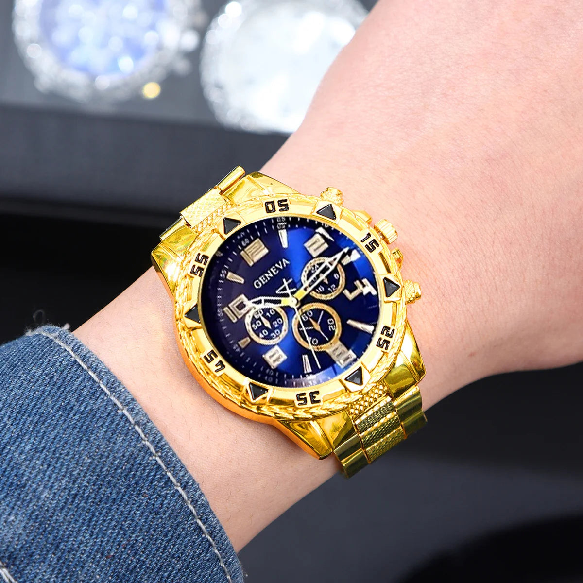 [4pcs/set Business Quartz Watch] Large Dial Trendy Fashion Casual Quartz Wristwatch | Does Not Include Watch Box - EverythingWhatYouWant