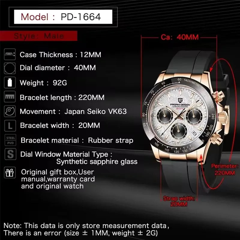 40mm New V2 PAGANI DESIGN Classic fashion Men Quartz Watches Sapphire Retro Chronograph Stainless Steel Waterproof Watch for Men - EverythingWhatYouWant