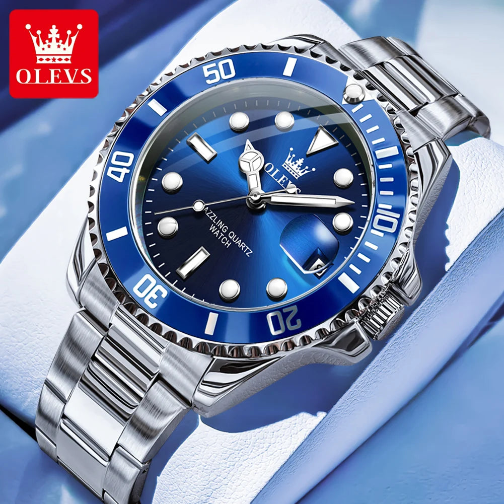 OLEVS 5885 Man Watch Original Brand Waterproof Quartz Watch Stainless Steel Strap Automatic Date Mens Gifts Watches For Man - EverythingWhatYouWant