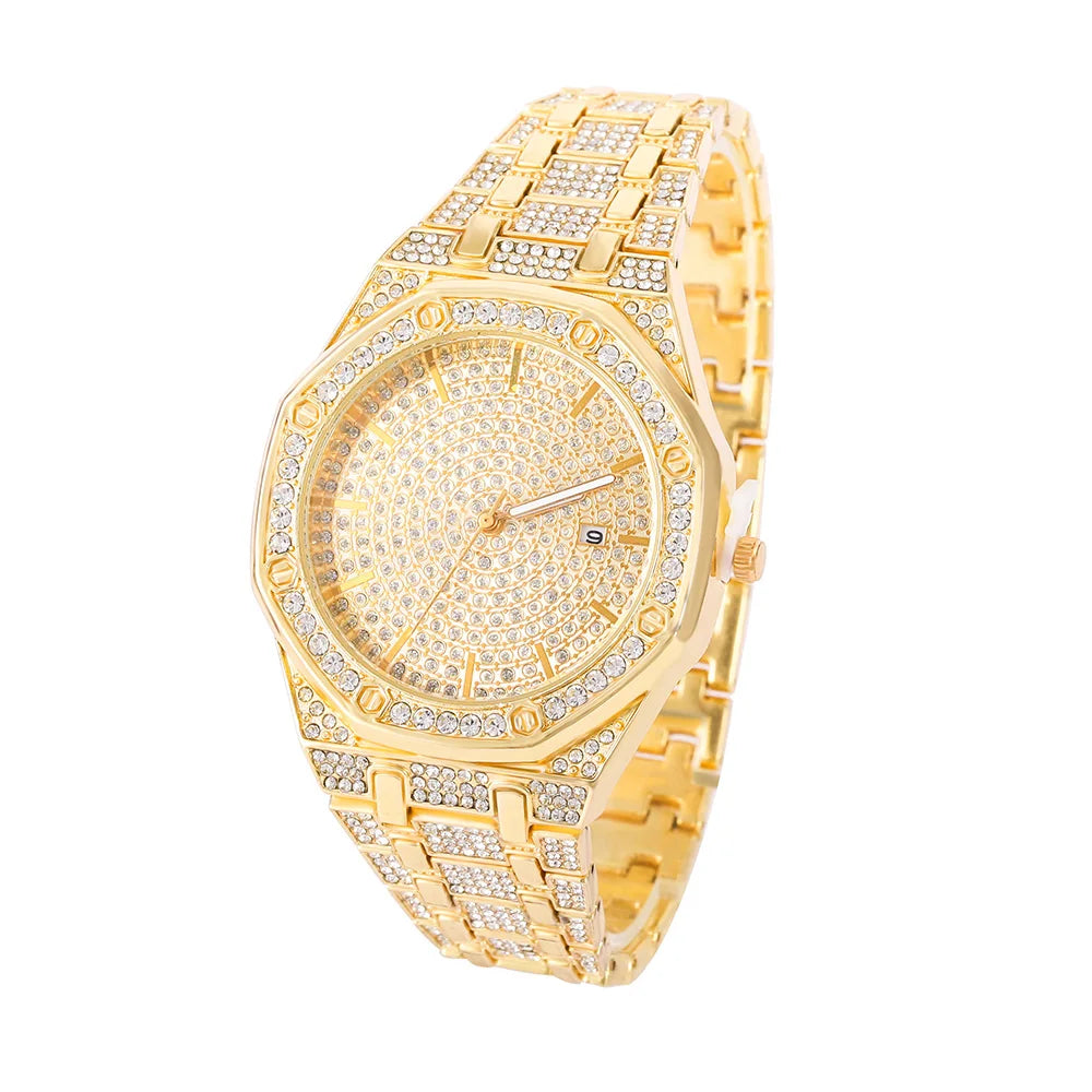 Iced Out Watch for Men Gold Watch for Men Hip Hop Fashion Cool Bling Bling Gold Diamond Luxury Mens Watch Dropshipping Relogio - EverythingWhatYouWant