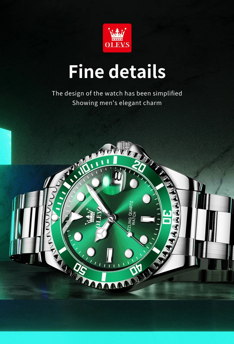 OLEVS 5885 Man Watch Original Brand Waterproof Quartz Watch Stainless Steel Strap Automatic Date Mens Gifts Watches For Man - EverythingWhatYouWant