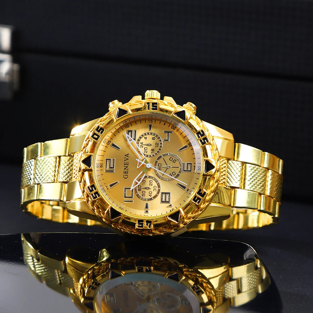 [4pcs/set Business Quartz Watch] Large Dial Trendy Fashion Casual Quartz Wristwatch | Does Not Include Watch Box - EverythingWhatYouWant