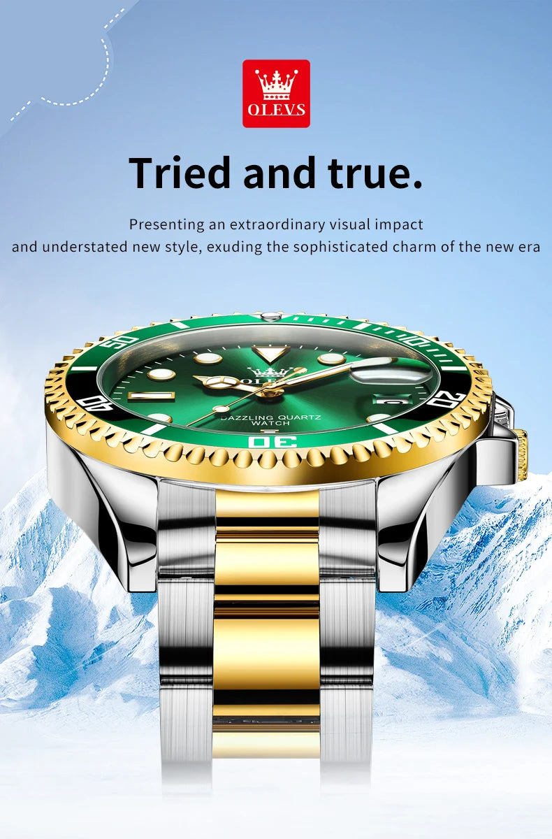 OLEVS 5885 Man Watch Original Brand Waterproof Quartz Watch Stainless Steel Strap Automatic Date Mens Gifts Watches For Man - EverythingWhatYouWant