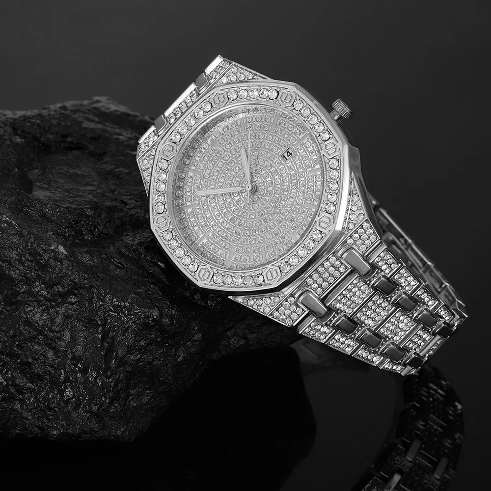 Iced Out Watch for Men Gold Watch for Men Hip Hop Fashion Cool Bling Bling Gold Diamond Luxury Mens Watch Dropshipping Relogio - EverythingWhatYouWant