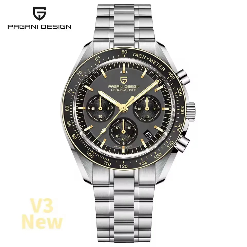 2026 New PAGANI DESIGN V6 Moon Men's Watcher Chronograph Quartz Watch Men Luxury AR Sapphire Ceramic Bezel Waterproof Luminous - EverythingWhatYouWant