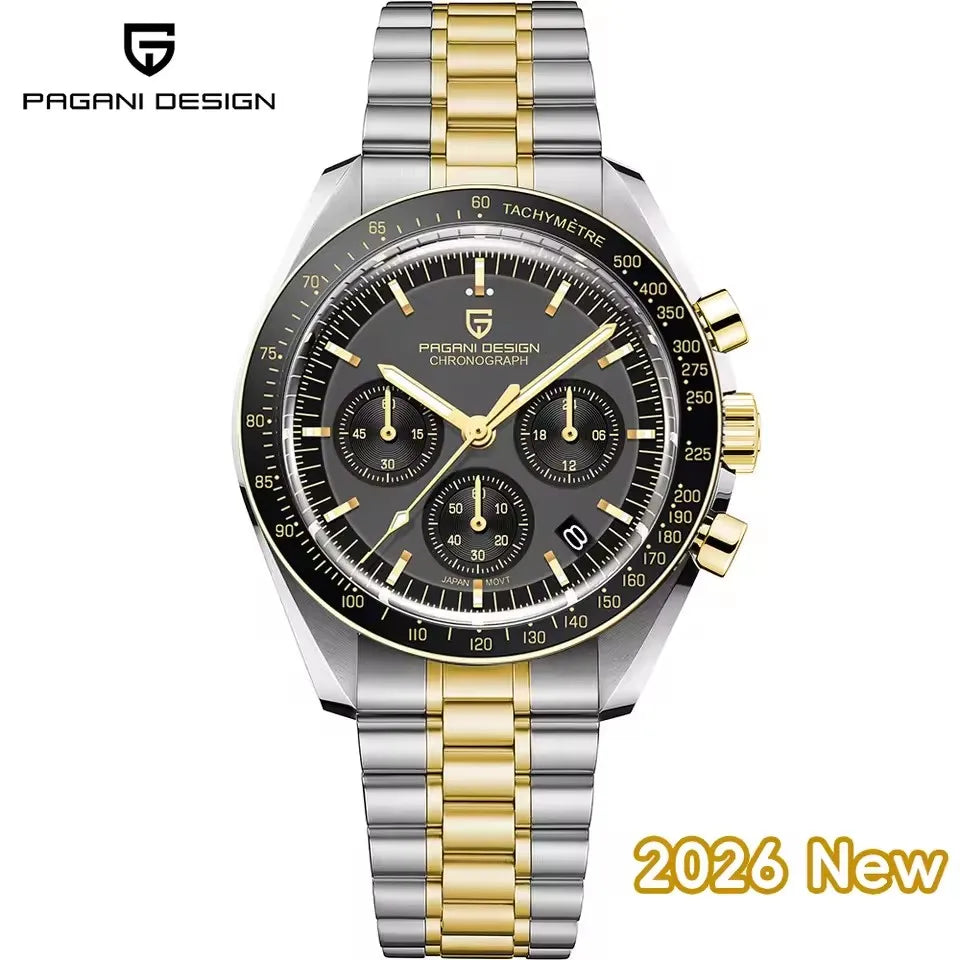 2026 New PAGANI DESIGN V6 Moon Men's Watcher Chronograph Quartz Watch Men Luxury AR Sapphire Ceramic Bezel Waterproof Luminous - EverythingWhatYouWant
