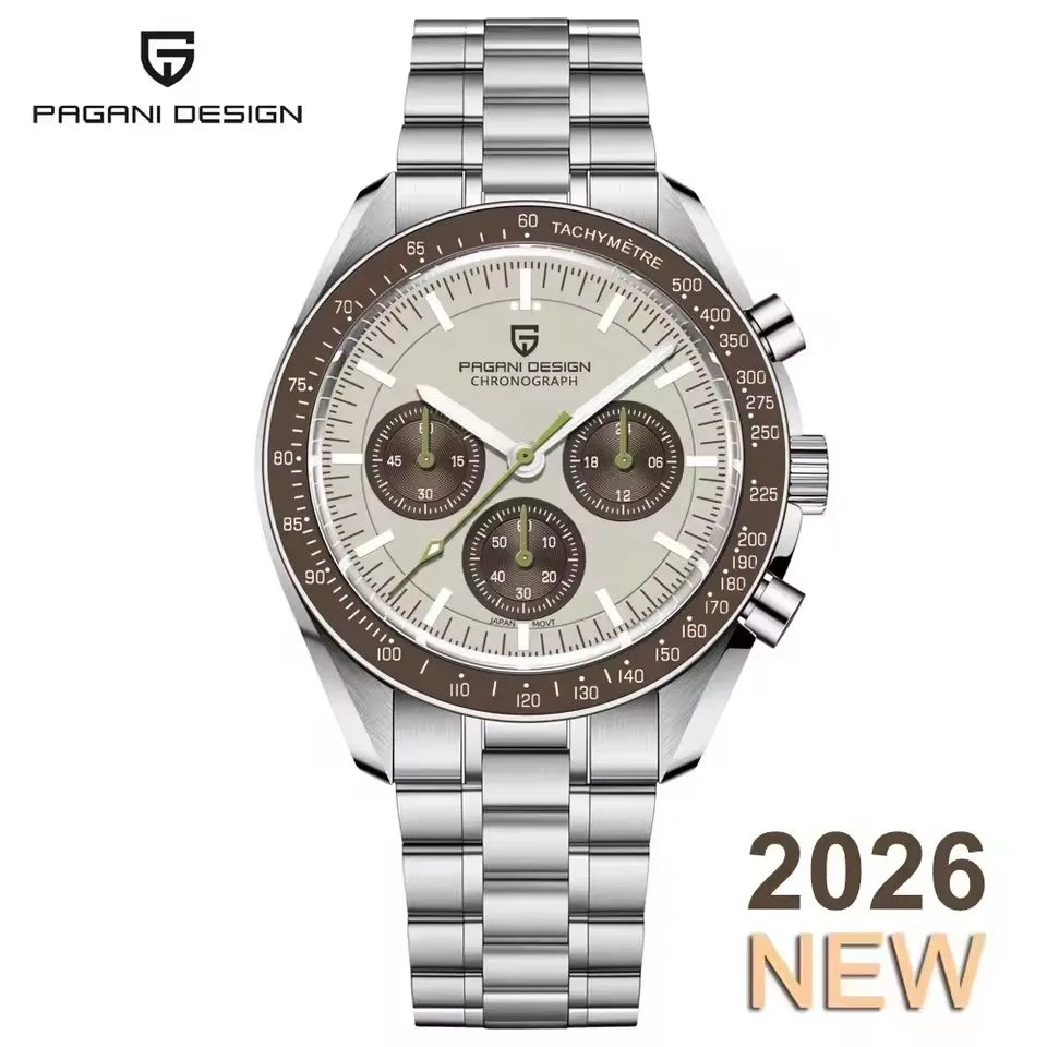 2026 New PAGANI DESIGN V6 Moon Men's Watcher Chronograph Quartz Watch Men Luxury AR Sapphire Ceramic Bezel Waterproof Luminous - EverythingWhatYouWant