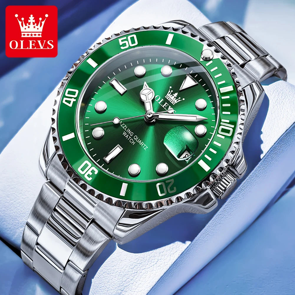 OLEVS 5885 Man Watch Original Brand Waterproof Quartz Watch Stainless Steel Strap Automatic Date Mens Gifts Watches For Man - EverythingWhatYouWant