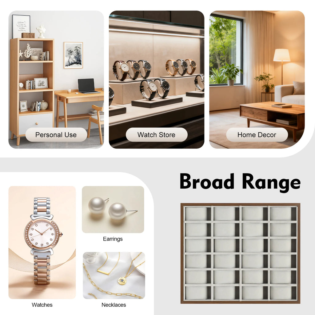 24 Slot Watch Box Watch Organizer Display Case Watch Collector Box with Removable Pillows for Watch Bracelet Cufflink - EverythingWhatYouWant
