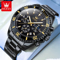 OLEVS Original Quartz Watch for Men Stainless Steel Waterproof Chronograph Moon Phase Auto Date Luxury Men's Sports Wristwatches - EverythingWhatYouWant
