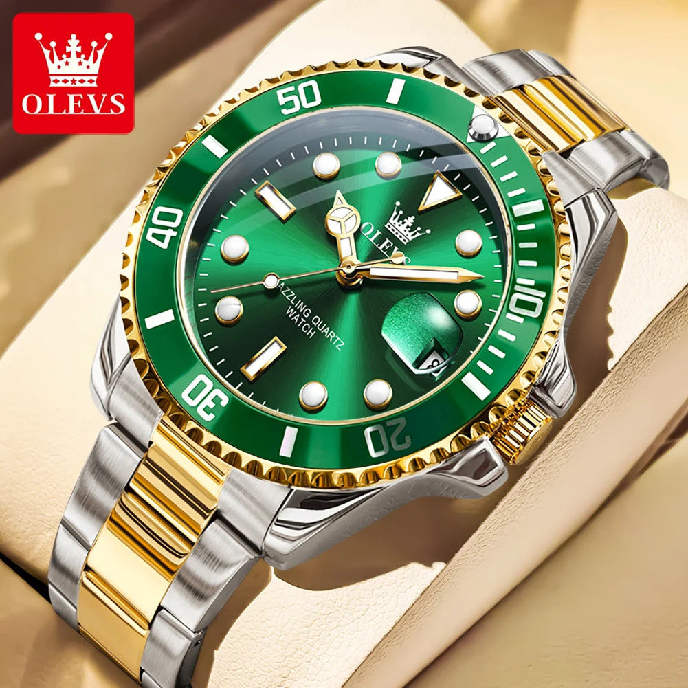 OLEVS 5885 Man Watch Original Brand Waterproof Quartz Watch Stainless Steel Strap Automatic Date Mens Gifts Watches For Man - EverythingWhatYouWant