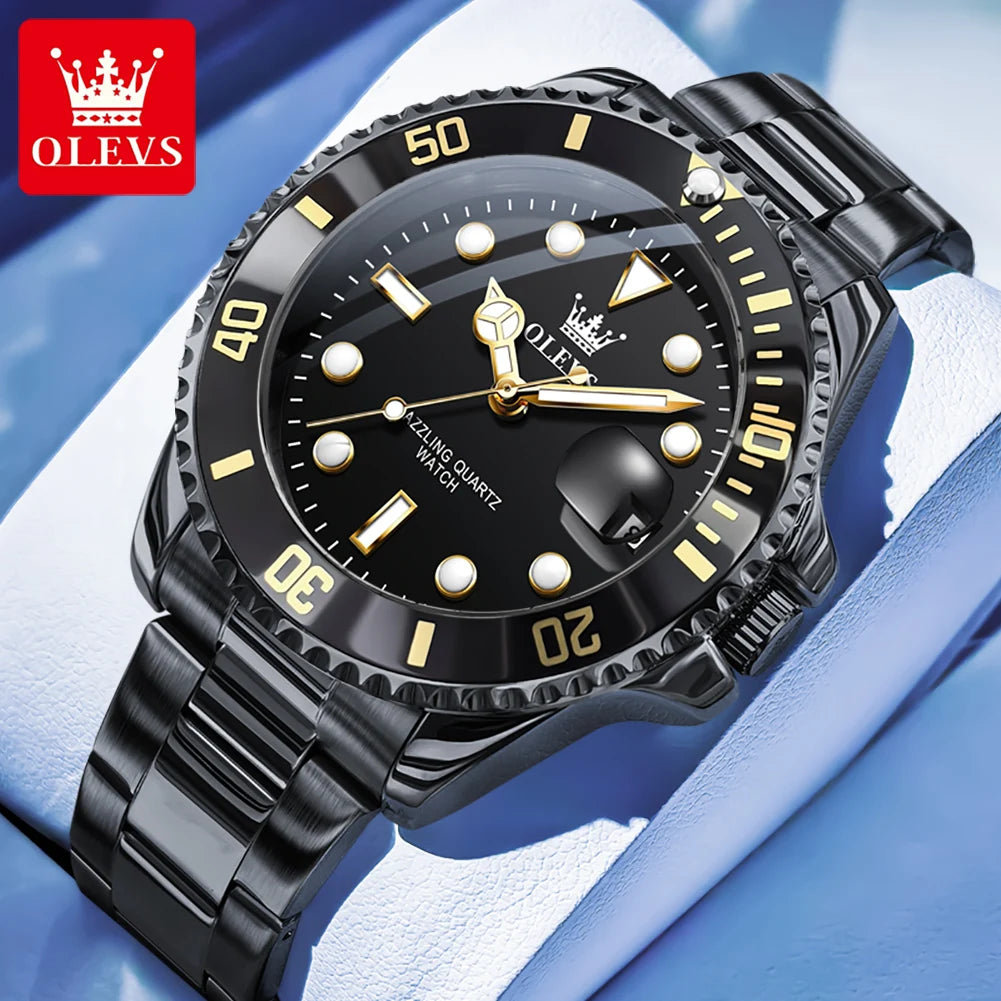 OLEVS 5885 Man Watch Original Brand Waterproof Quartz Watch Stainless Steel Strap Automatic Date Mens Gifts Watches For Man - EverythingWhatYouWant