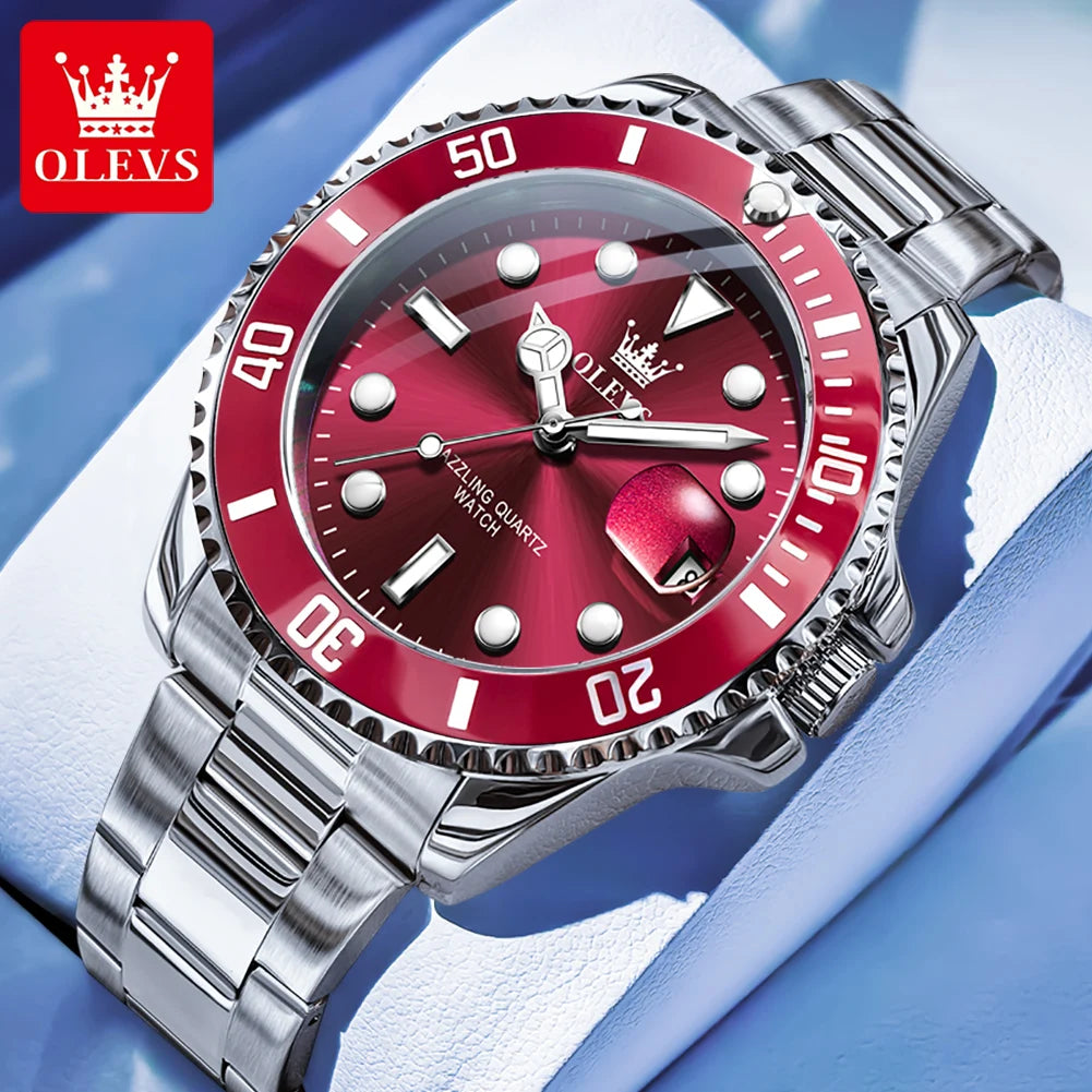 OLEVS 5885 Man Watch Original Brand Waterproof Quartz Watch Stainless Steel Strap Automatic Date Mens Gifts Watches For Man - EverythingWhatYouWant