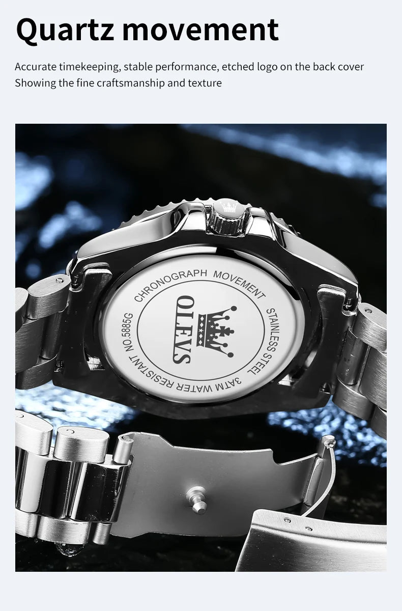 OLEVS 5885 Man Watch Original Brand Waterproof Quartz Watch Stainless Steel Strap Automatic Date Mens Gifts Watches For Man - EverythingWhatYouWant