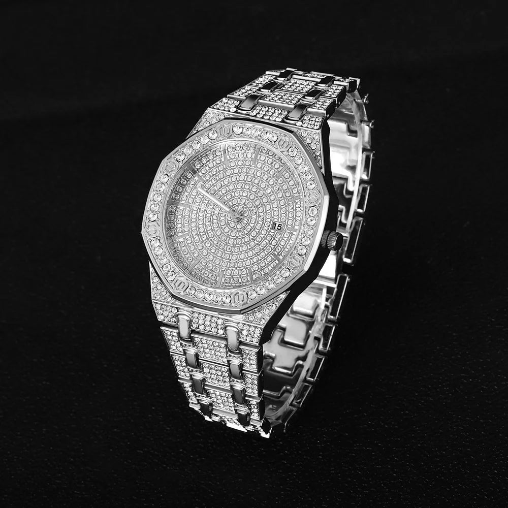 Iced Out Watch for Men Gold Watch for Men Hip Hop Fashion Cool Bling Bling Gold Diamond Luxury Mens Watch Dropshipping Relogio - EverythingWhatYouWant