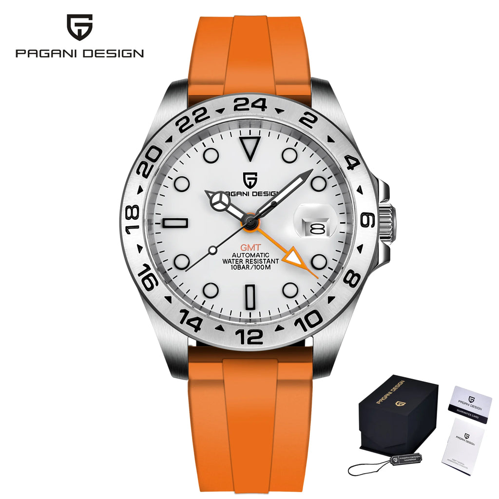 Pagani Design PD1682 Men’s GMT Watch 42mm Automatic Mechanical DG5833 Sapphire Crystal Stainless Steel Waterproof Black Vintage - EverythingWhatYouWant