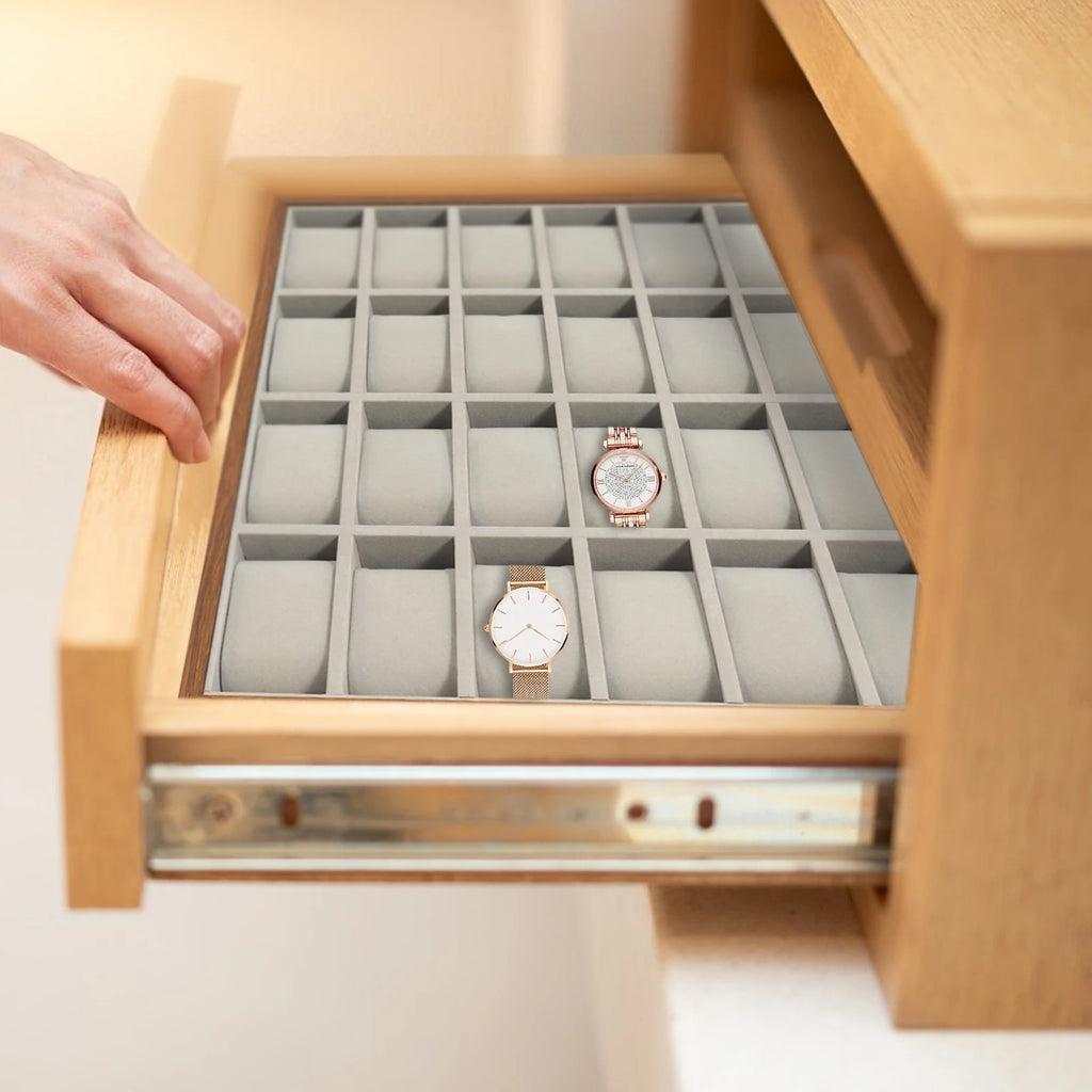 24 Slot Watch Box Watch Organizer Display Case Watch Collector Box with Removable Pillows for Watch Bracelet Cufflink - EverythingWhatYouWant