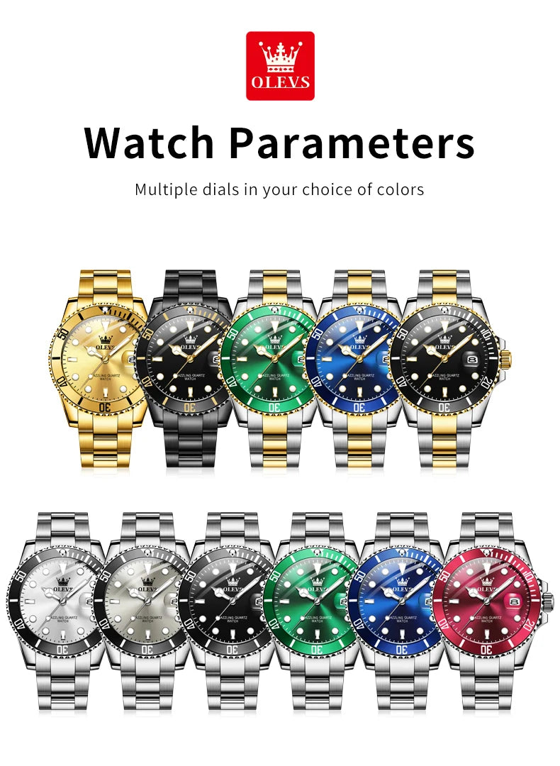 OLEVS 5885 Man Watch Original Brand Waterproof Quartz Watch Stainless Steel Strap Automatic Date Mens Gifts Watches For Man - EverythingWhatYouWant
