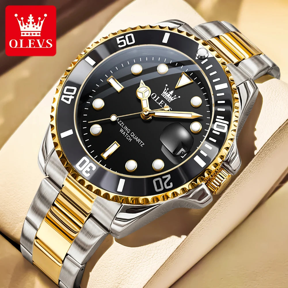 OLEVS 5885 Man Watch Original Brand Waterproof Quartz Watch Stainless Steel Strap Automatic Date Mens Gifts Watches For Man - EverythingWhatYouWant