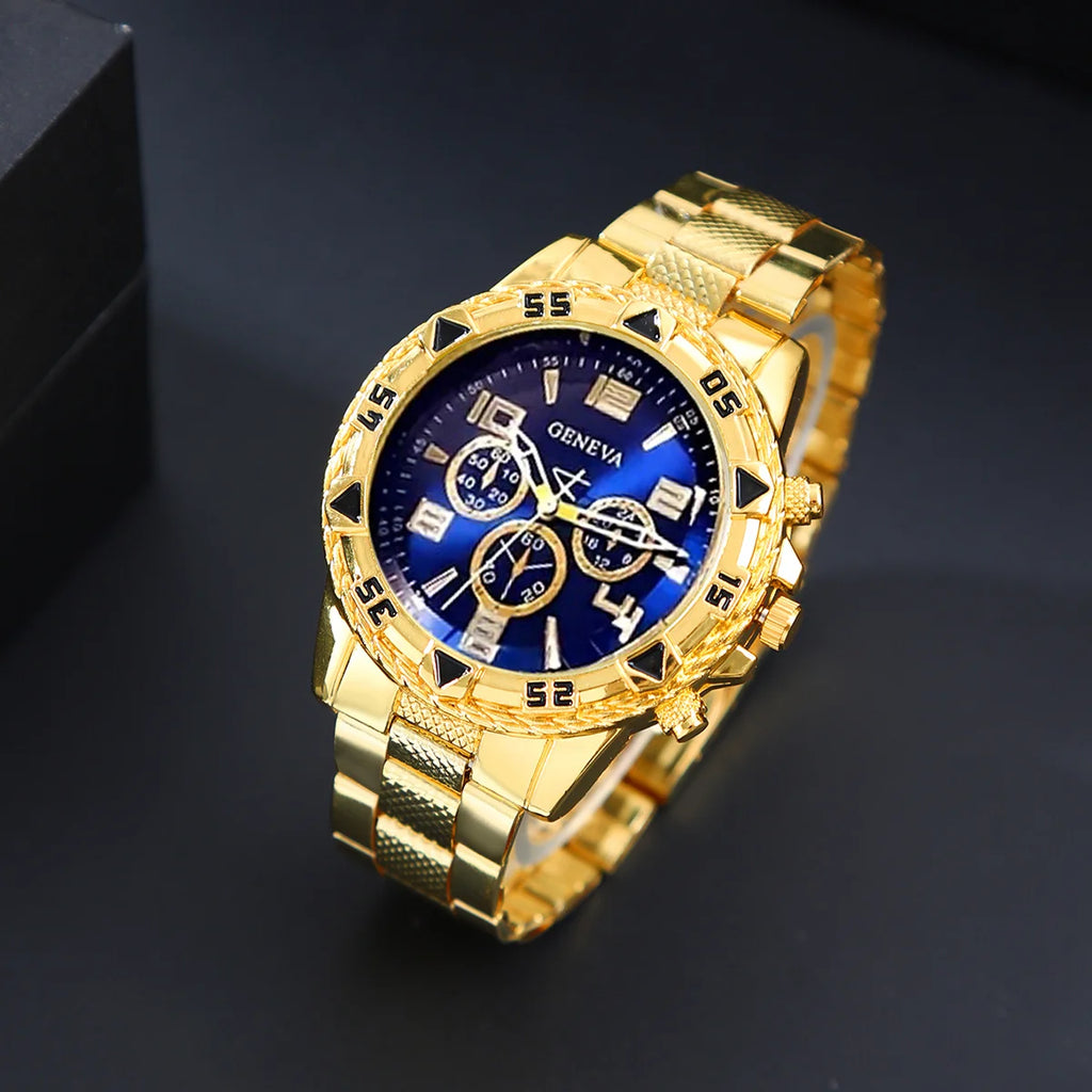 [4pcs/set Business Quartz Watch] Large Dial Trendy Fashion Casual Quartz Wristwatch | Does Not Include Watch Box - EverythingWhatYouWant