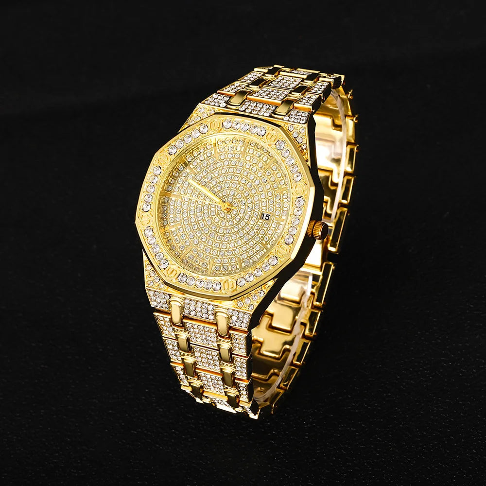 Iced Out Watch for Men Gold Watch for Men Hip Hop Fashion Cool Bling Bling Gold Diamond Luxury Mens Watch Dropshipping Relogio - EverythingWhatYouWant