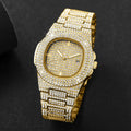 Luxury Full Diamond Men's Stainless Steel Watches Male Sports Quartz Wristwatch with Calendar - EverythingWhatYouWant