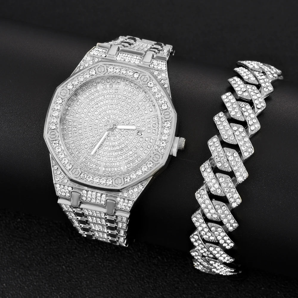 Iced Out Watch for Men Gold Watch for Men Hip Hop Fashion Cool Bling Bling Gold Diamond Luxury Mens Watch Dropshipping Relogio - EverythingWhatYouWant