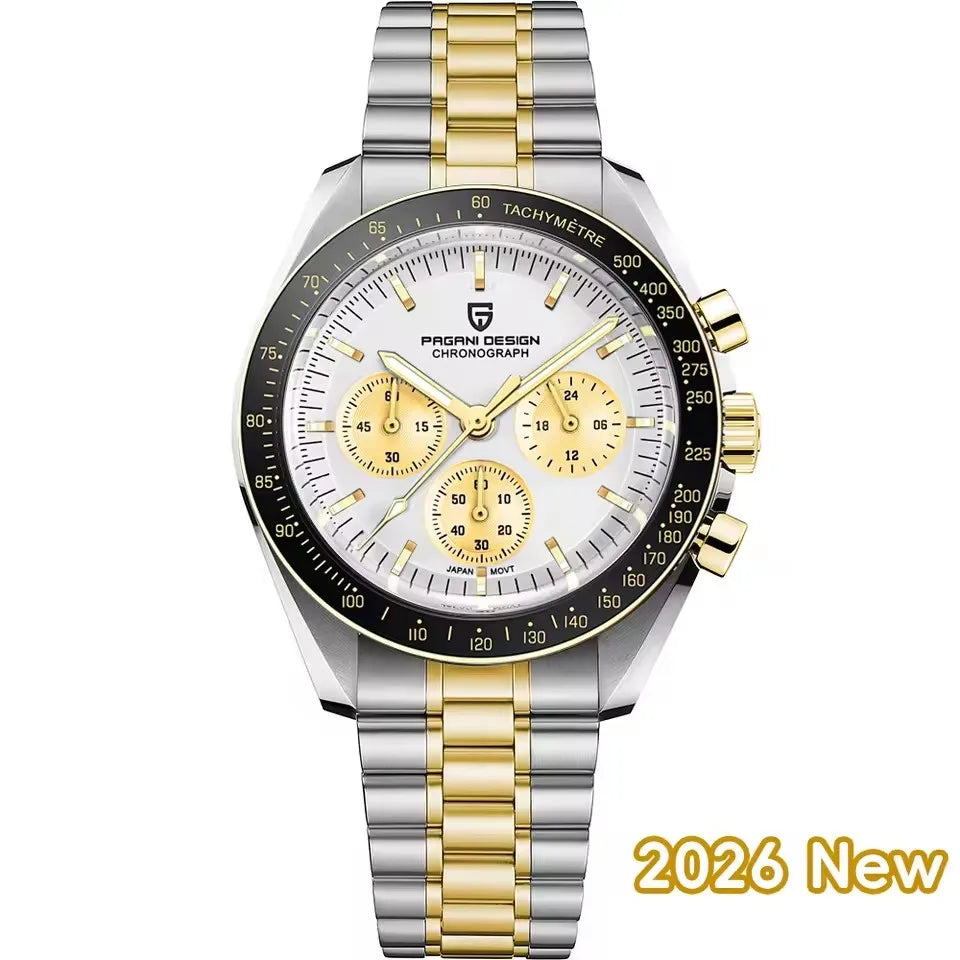 2026 New PAGANI DESIGN V6 Moon Men's Watcher Chronograph Quartz Watch Men Luxury AR Sapphire Ceramic Bezel Waterproof Luminous - EverythingWhatYouWant