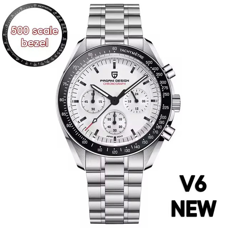 2026 New PAGANI DESIGN V6 Moon Men's Watcher Chronograph Quartz Watch Men Luxury AR Sapphire Ceramic Bezel Waterproof Luminous - EverythingWhatYouWant