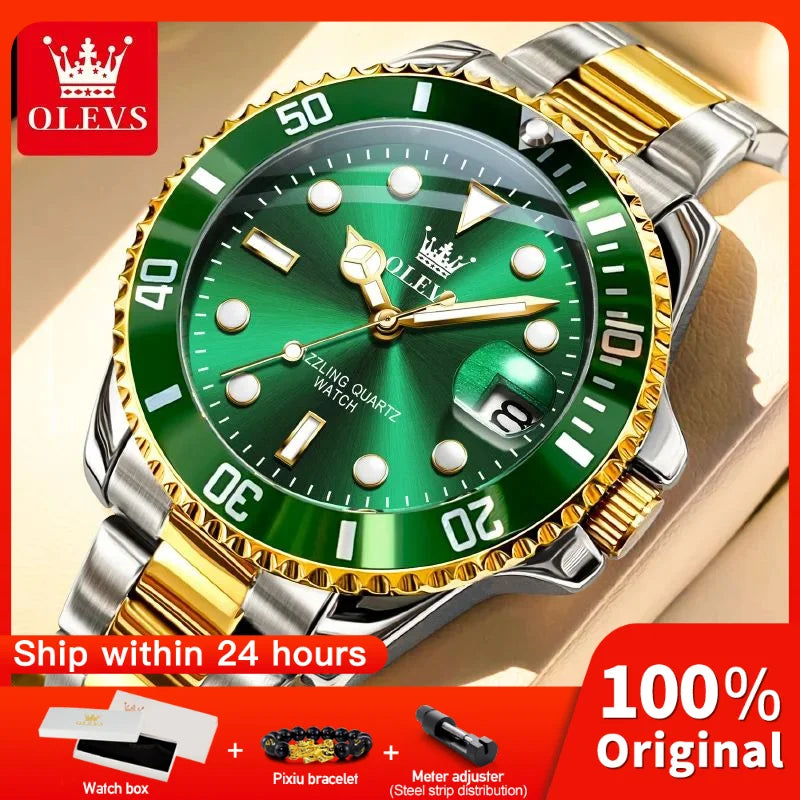 OLEVS 5885 Man Watch Original Brand Waterproof Quartz Watch Stainless Steel Strap Automatic Date Mens Gifts Watches For Man - EverythingWhatYouWant