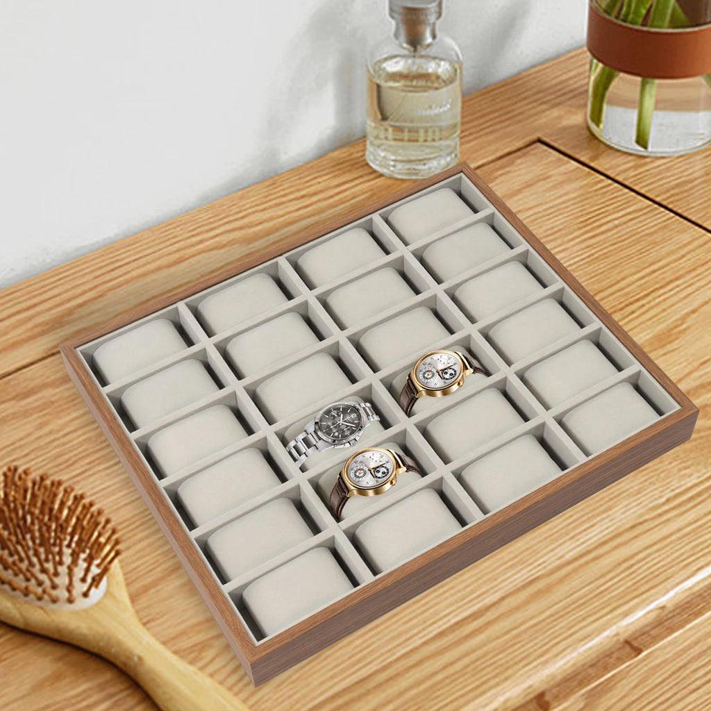 24 Slot Watch Box Watch Organizer Display Case Watch Collector Box with Removable Pillows for Watch Bracelet Cufflink - EverythingWhatYouWant