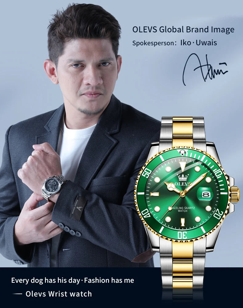 OLEVS 5885 Man Watch Original Brand Waterproof Quartz Watch Stainless Steel Strap Automatic Date Mens Gifts Watches For Man - EverythingWhatYouWant