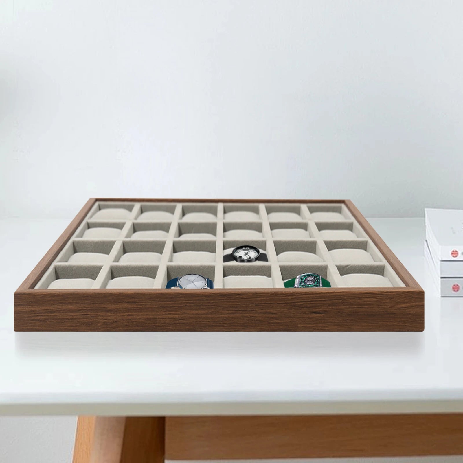 24 Slot Watch Box Watch Organizer Display Case Watch Collector Box with Removable Pillows for Watch Bracelet Cufflink - EverythingWhatYouWant