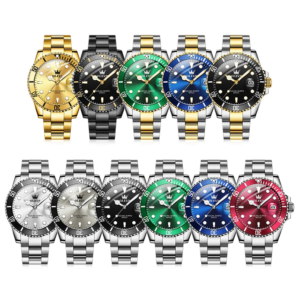 OLEVS 5885 Man Watch Original Brand Waterproof Quartz Watch Stainless Steel Strap Automatic Date Mens Gifts Watches For Man - EverythingWhatYouWant