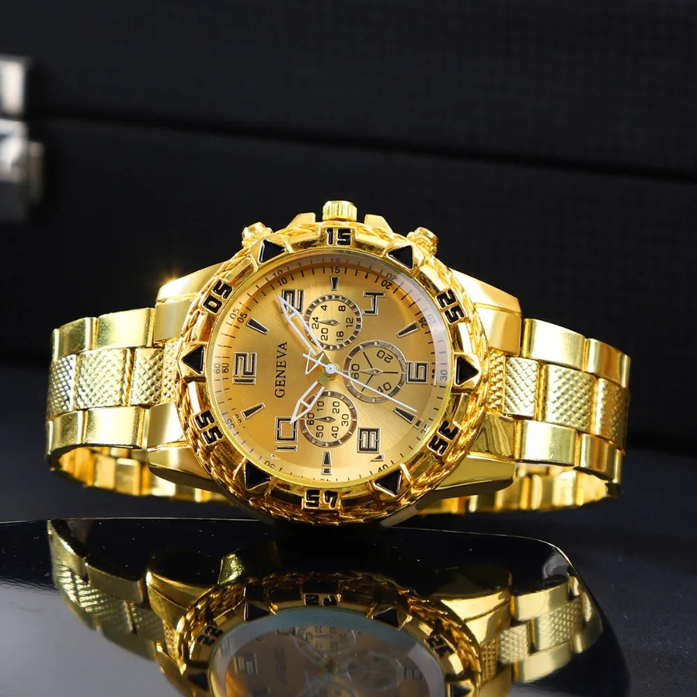 [4pcs/set Business Quartz Watch] Large Dial Trendy Fashion Casual Quartz Wristwatch | Does Not Include Watch Box - EverythingWhatYouWant